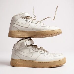 Nike Air Force 1 High Top White Leather Mens Sneakers Size 14‎